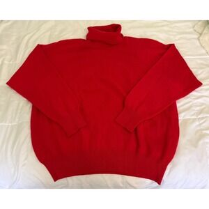 VTG Snow Lotus Sweater Mens Sz XXL Red Sz 54 Knit 100% Cashmere Turtleneck